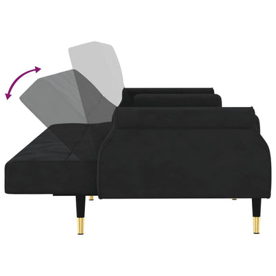 Sofa Bed with Cushions Black Velvet