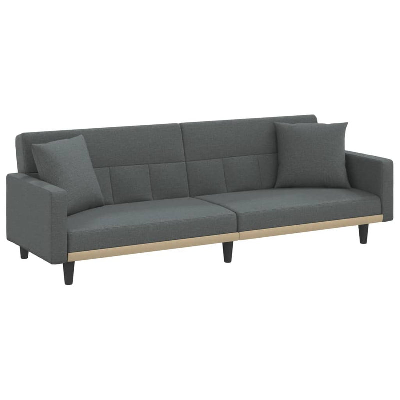 Sofa Bed with Cushions Dark Grey Fabric