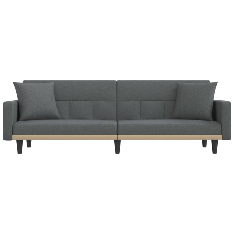 Sofa Bed with Cushions Dark Grey Fabric