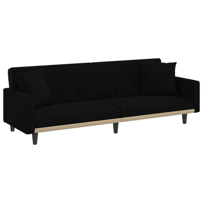 Sofa Bed with Cushions Black Fabric