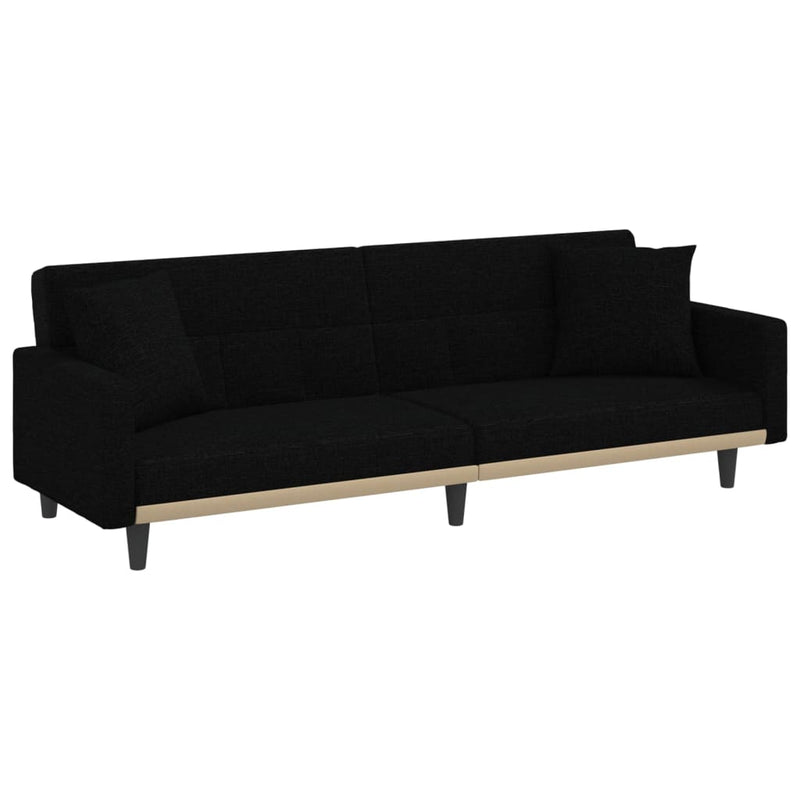 Sofa Bed with Cushions Black Fabric