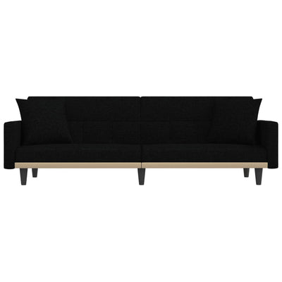 Sofa Bed with Cushions Black Fabric