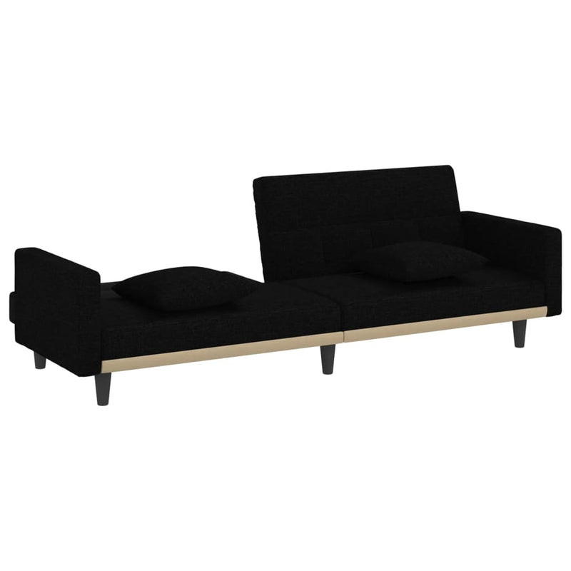 Sofa Bed with Cushions Black Fabric