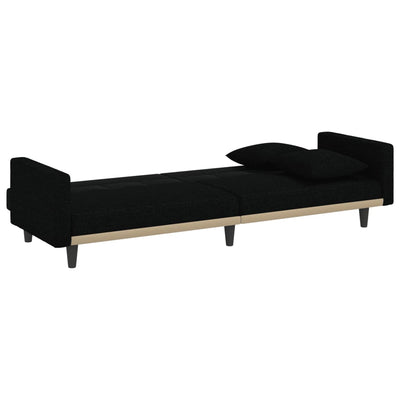 Sofa Bed with Cushions Black Fabric