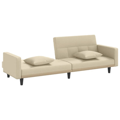 Sofa Bed with Cushions Cream Fabric