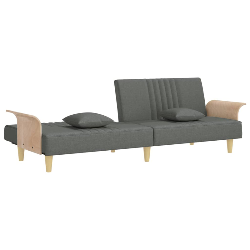 Sofa Bed with Armrests Dark Grey Fabric