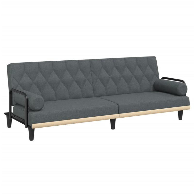 Sofa Bed with Armrests Dark Grey Fabric