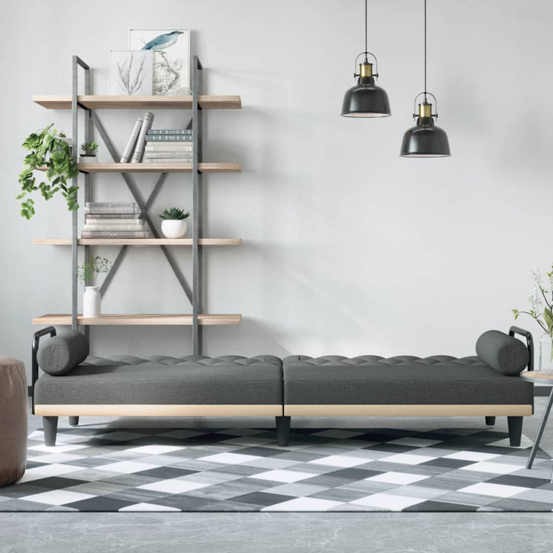 Sofa Bed with Armrests Dark Grey Fabric