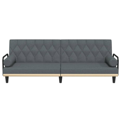 Sofa Bed with Armrests Dark Grey Fabric