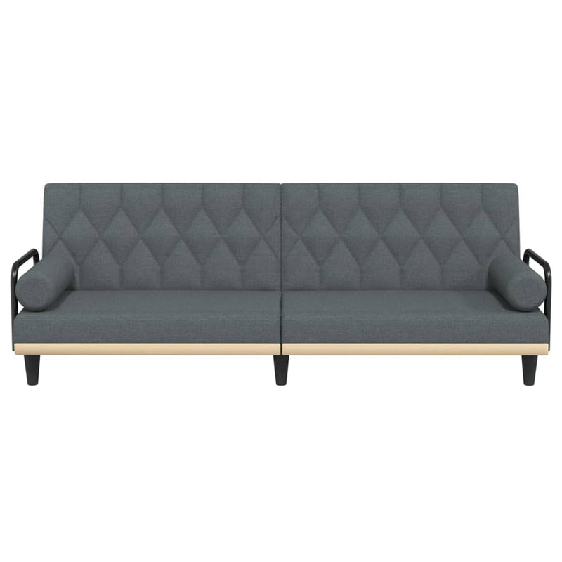 Sofa Bed with Armrests Dark Grey Fabric