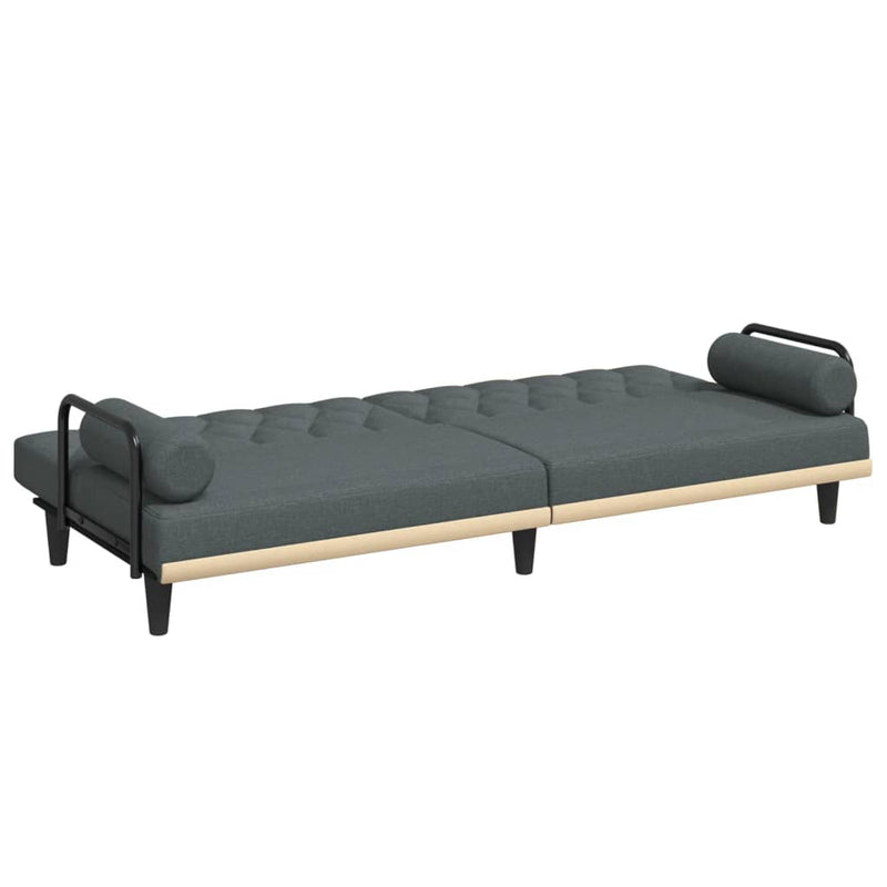 Sofa Bed with Armrests Dark Grey Fabric