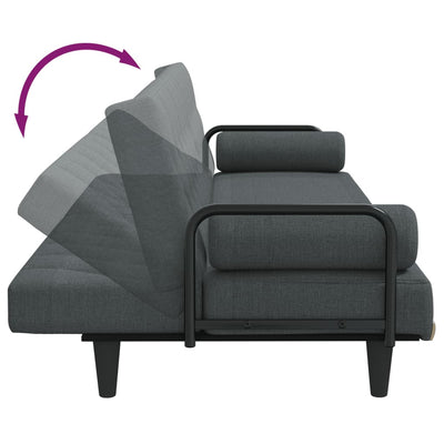 Sofa Bed with Armrests Dark Grey Fabric