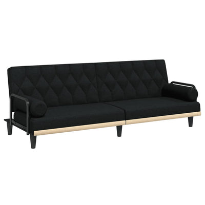 Sofa Bed with Armrests Black Fabric