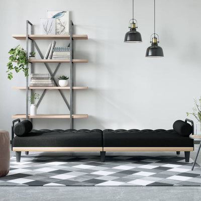 Sofa Bed with Armrests Black Fabric