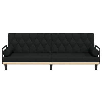 Sofa Bed with Armrests Black Fabric