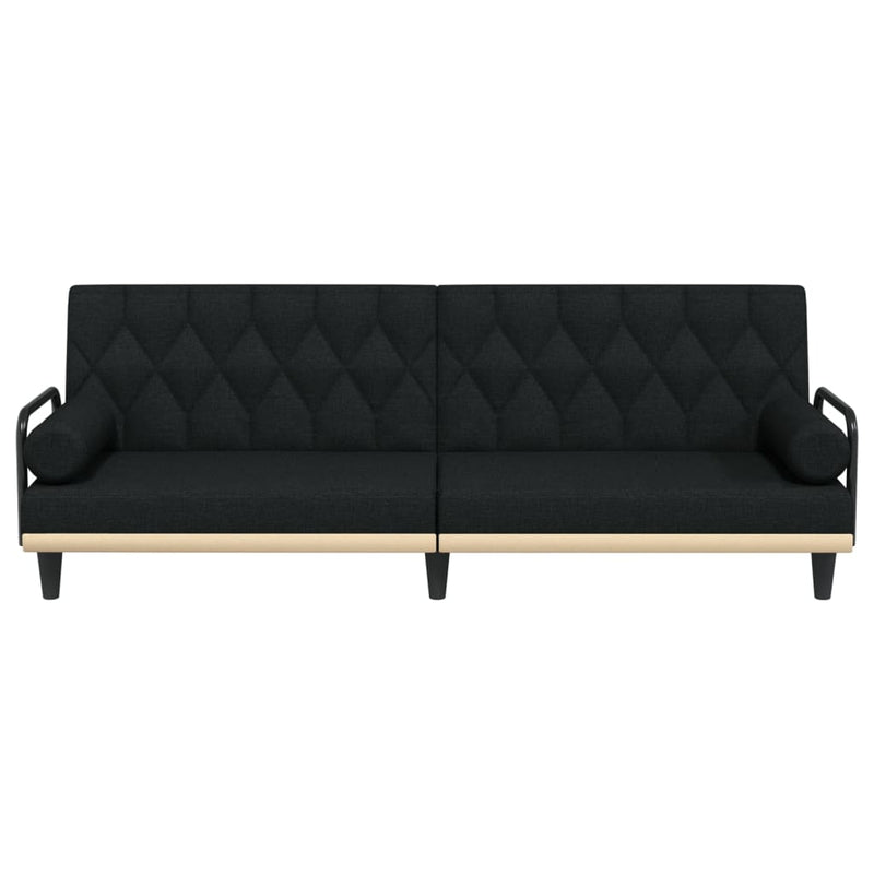 Sofa Bed with Armrests Black Fabric