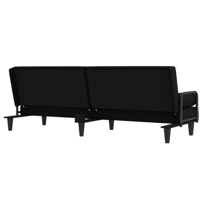 Sofa Bed with Armrests Black Fabric