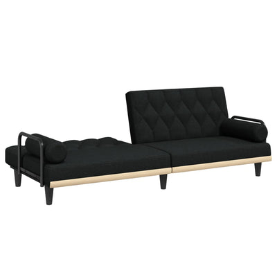 Sofa Bed with Armrests Black Fabric