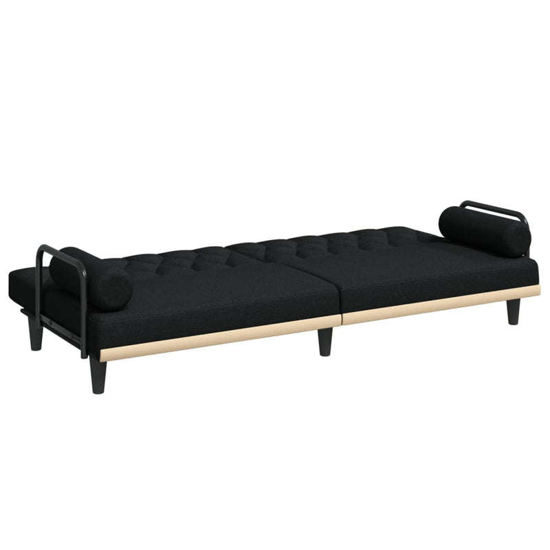 Sofa Bed with Armrests Black Fabric