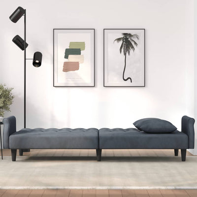 Sofa Bed with Armrests Dark Grey Velvet