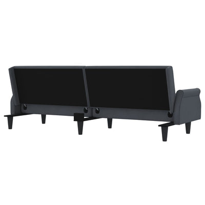 Sofa Bed with Armrests Dark Grey Velvet