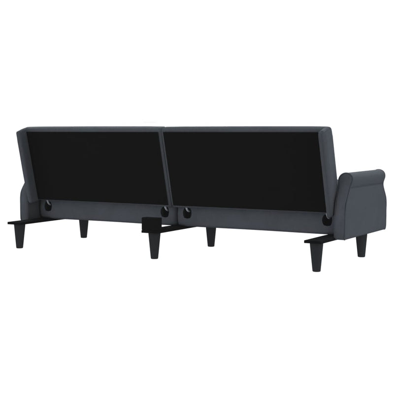 Sofa Bed with Armrests Dark Grey Velvet