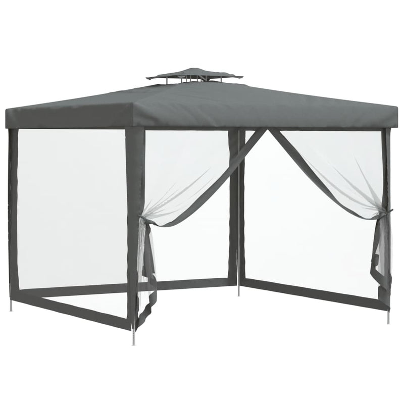 Gazebo with Double Roof Anthracite 3x3x2.68 m Fabric