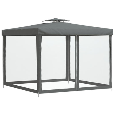 Gazebo with Double Roof Anthracite 3x3x2.68 m Fabric