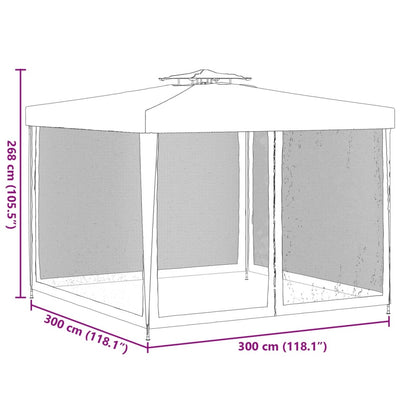 Gazebo with Double Roof Anthracite 3x3x2.68 m Fabric