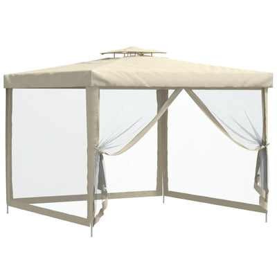 Gazebo with Double Roof Cream 3x3x2.68 m Fabric