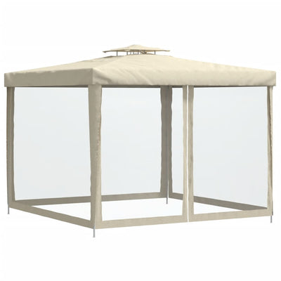 Gazebo with Double Roof Cream 3x3x2.68 m Fabric