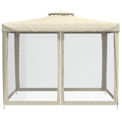 Gazebo with Double Roof Cream 3x3x2.68 m Fabric