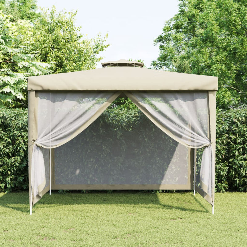 Gazebo with Double Roof Cream 3x3x2.68 m Fabric