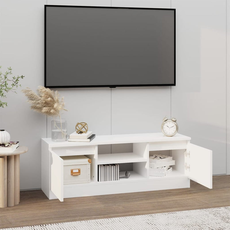 TV Cabinet with Door White 102x30x36 cm