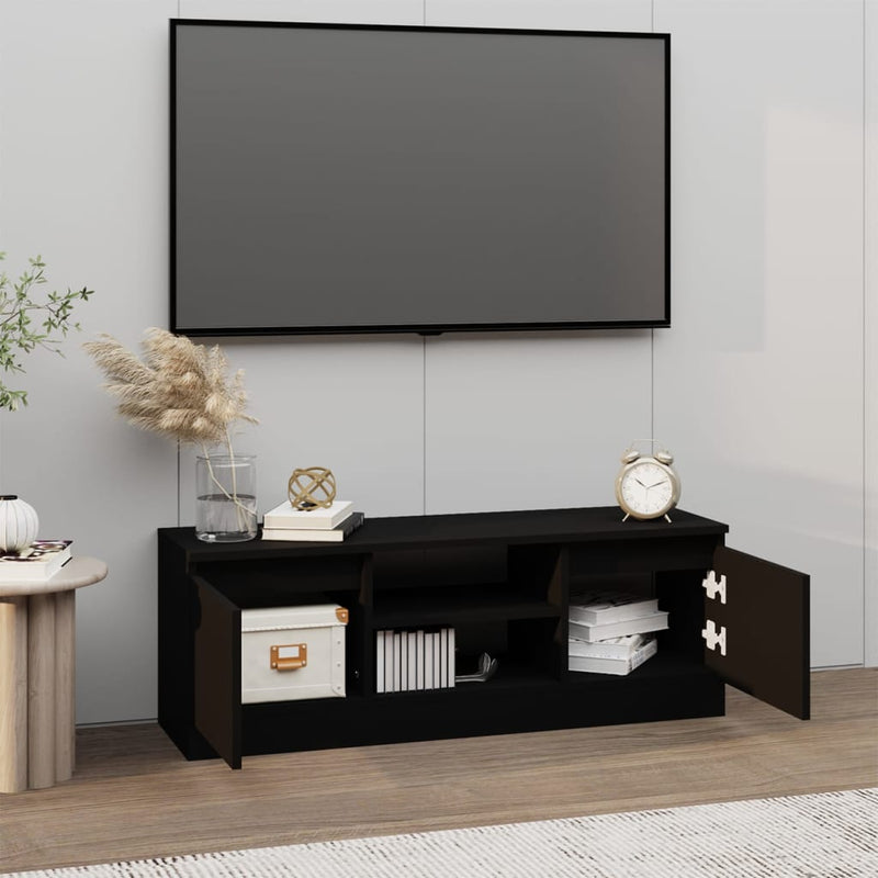 TV Cabinet with Door Black 102x30x36 cm