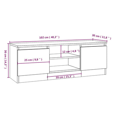 TV Cabinet with Door Black 102x30x36 cm