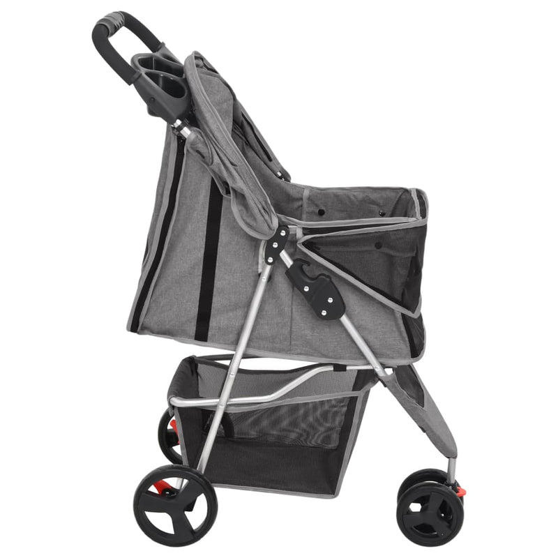 Folding Dog Stroller Grey 80x46x98 cm Oxford Fabric