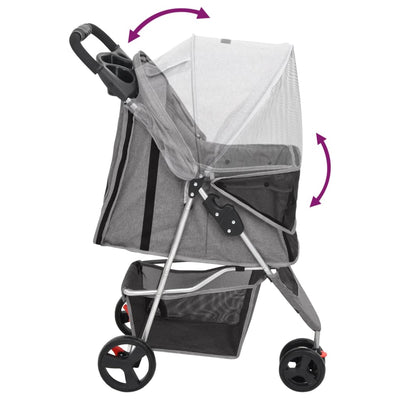 Folding Dog Stroller Grey 80x46x98 cm Oxford Fabric