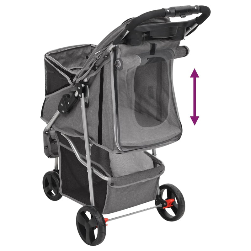 Folding Dog Stroller Grey 80x46x98 cm Oxford Fabric