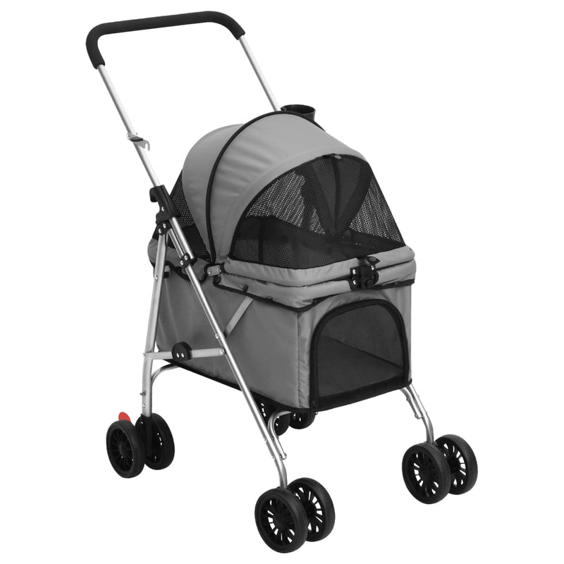 Folding Dog Stroller Grey 76x50x100 cm Oxford Fabric