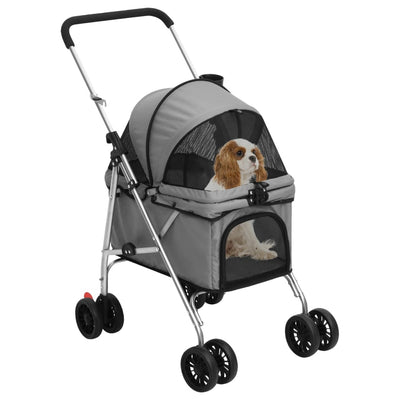 Folding Dog Stroller Grey 76x50x100 cm Oxford Fabric