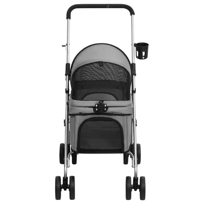 Folding Dog Stroller Grey 76x50x100 cm Oxford Fabric