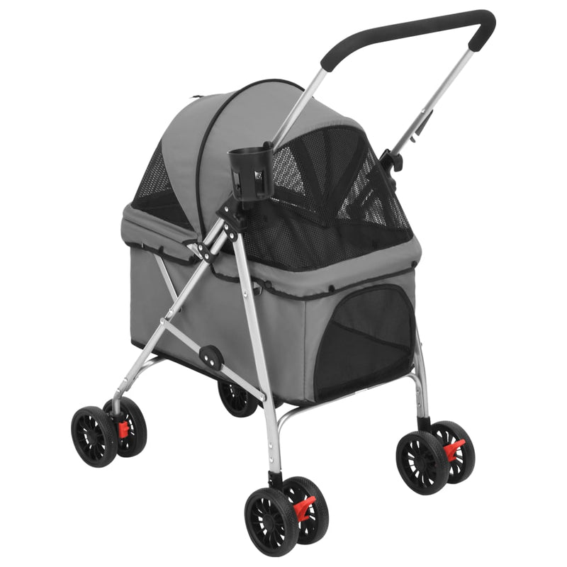 Folding Dog Stroller Grey 76x50x100 cm Oxford Fabric