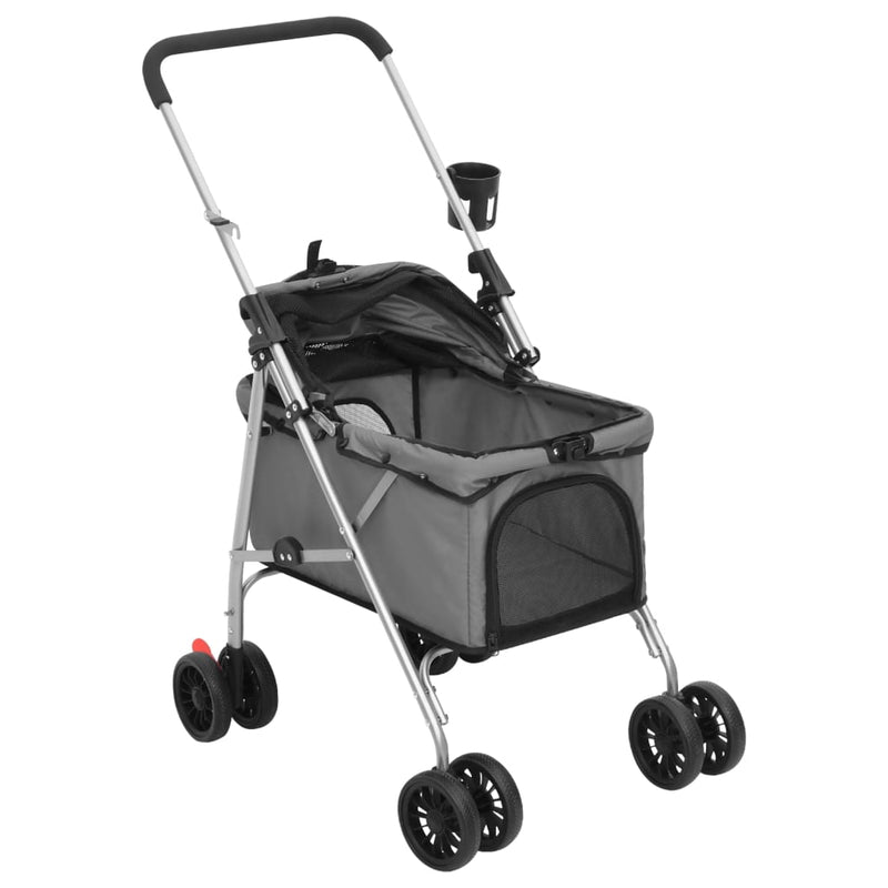 Folding Dog Stroller Grey 76x50x100 cm Oxford Fabric