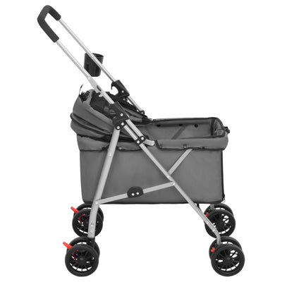 Folding Dog Stroller Grey 76x50x100 cm Oxford Fabric