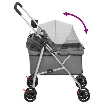 Folding Dog Stroller Grey 76x50x100 cm Oxford Fabric