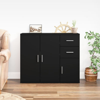 Sideboard Black 91x29.5x75 cm Engineered Wood