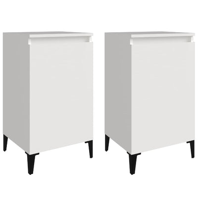 Bedside Cabinets 2 pcs High Gloss White 40x35x70cm Engineered Wood