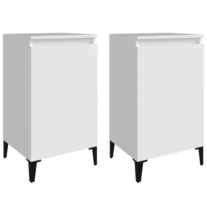 Bedside Cabinets 2 pcs High Gloss White 40x35x70cm Engineered Wood