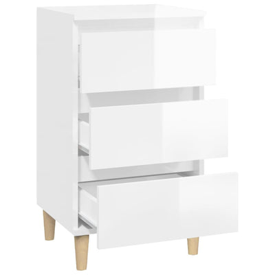 Bedside Cabinet High Gloss White 40x35x70 cm Engineered Wood